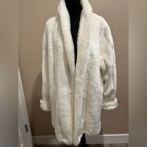 Elegant White Faux Fur Coat